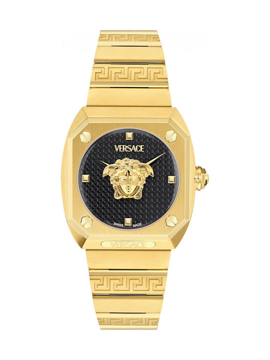 Versace Medusa Men's Watch Battery with Gold Me...