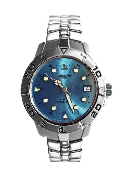 Catamaran Men's Watch 31mm Battery with Silver Metal Bracelet
