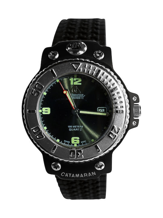Catamaran Men's Watch 41mm Battery with Black Leather Strap