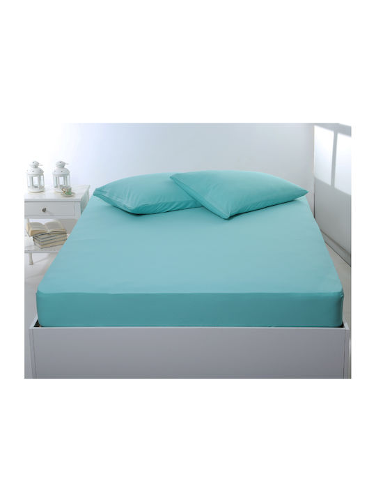 Silk Fashion Sheet Super-Double with Elastic 160x200+35cm. Sea Green