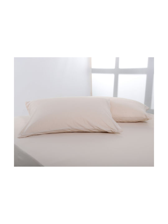 Silk Fashion Pillowcase Set with Envelope Cover Light Beige 50x70cm.