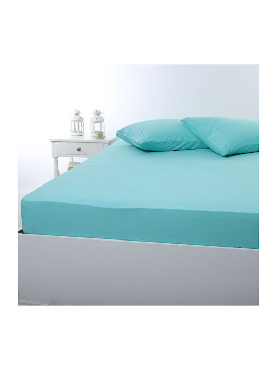 Silk Fashion Sheet for Single Bed with Elastic 100x200+35cm. Sea Green