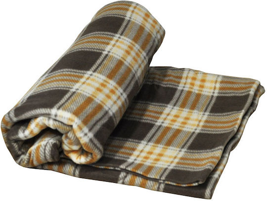 Sidirela Fleece Blanket Single 150x200cm Checked Brown-Beige
