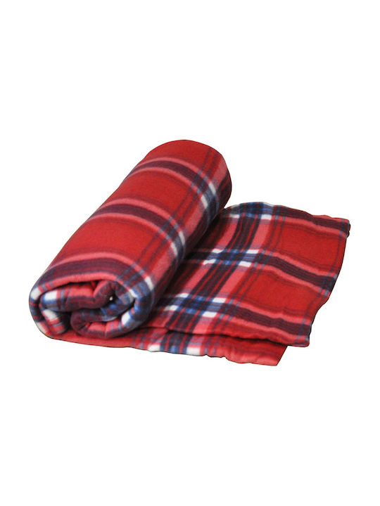 Sidirela Κουβέρτα Fleece Μονή 150x200εκ. Κόκκινο-μπλε