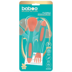 Baboo Baby Set mit Gabel mit Temperaturanzeige aus Silikon für 6+ Monate Orange 2Stück
