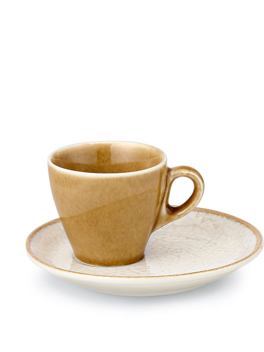 Cryspo Trio Set of Cups Coffee Ceramic Brown 100ml 2pcs