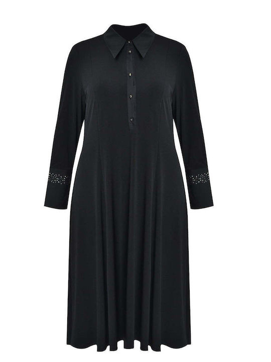 Midi Evening Dress Shirt Dress Black