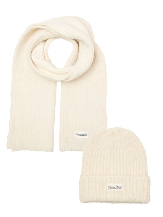 Beanie Γυναικείος Σκούφος Πλεκτός σε Εκρού χρώμα