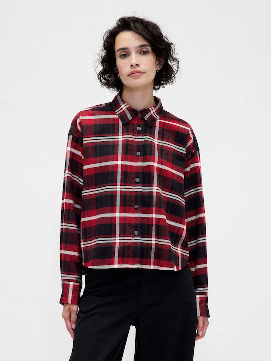 Women's Long Sleeve Shirt Red, Black