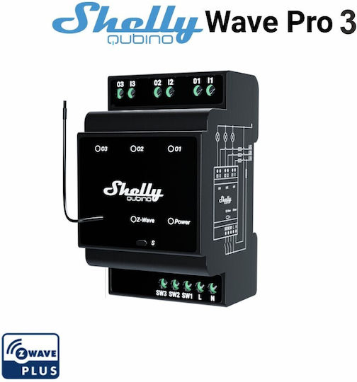 Shelly Wave Pro 3 Διακόπτης Ράγας 16A