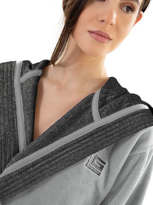 Guy Laroche Monogram Bathrobe with Hood Smoke
