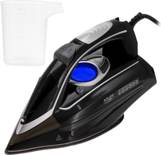 Adler Steam Iron 3000W with Ceramic Plate and Continuous Steam Supply 65g/min