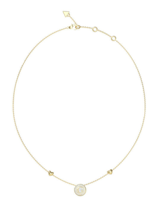 Guess Necklace With Heart Design In Gold Plated Steel With Zircon