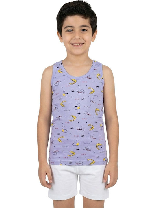 Defne Baby Dinosaurs Παιδικό Φανελάκι Αμάνικο Γαλάζιο