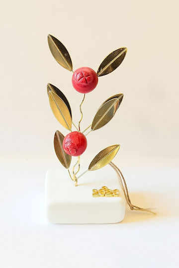 La Belle Maison Handmade Tabletop New Year's Lucky Charm Pomegranate Red Made of Metal 2026 5x10cm D1928-1