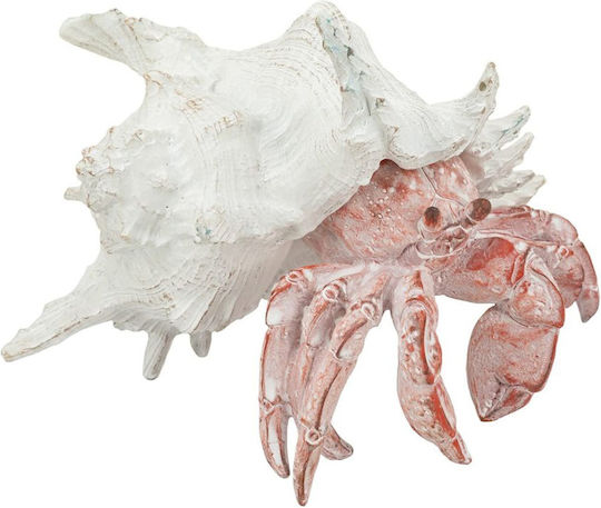 Artekko Animal Κόκκινο Επιτραπέζιο Διακοσμητικό Καβούρι Λευκό Κοχύλι Ρητίνη 23.5x23.5x17.8 Cm