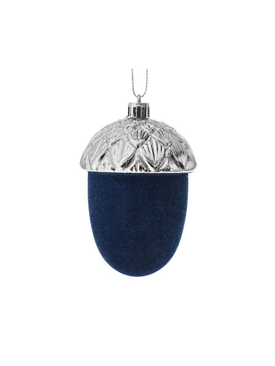 Hängendes Ornament Eichel Blau 6x10cm Set 6Stück
