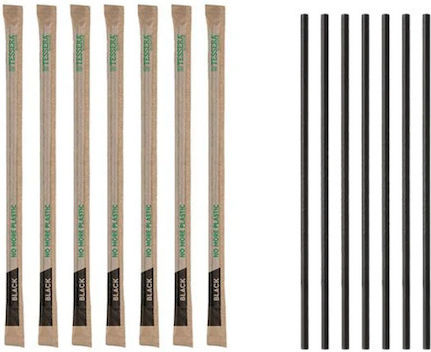 Paper Straws Broken Wrapped Black 220x6mm Diameter Tri-Leaf Craft Packaging 00114 500 Pieces