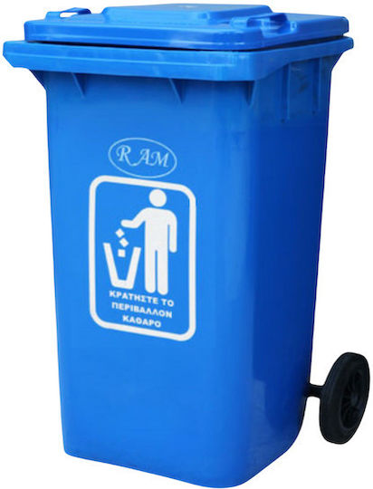 Plastic Coș de gunoi Reciclare Coșuri de gunoi cu roți 240lt Albastru