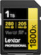 Lexar Professional 1800x SDXC 1TB U3 V60 UHS-II 280MB/s με αντάπτορα