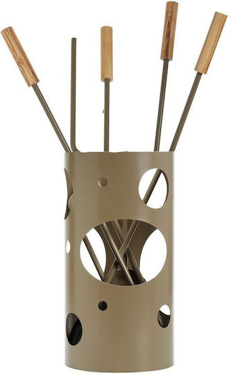 Zogometal Fireplace Tool Set with Bucket Olive coffee