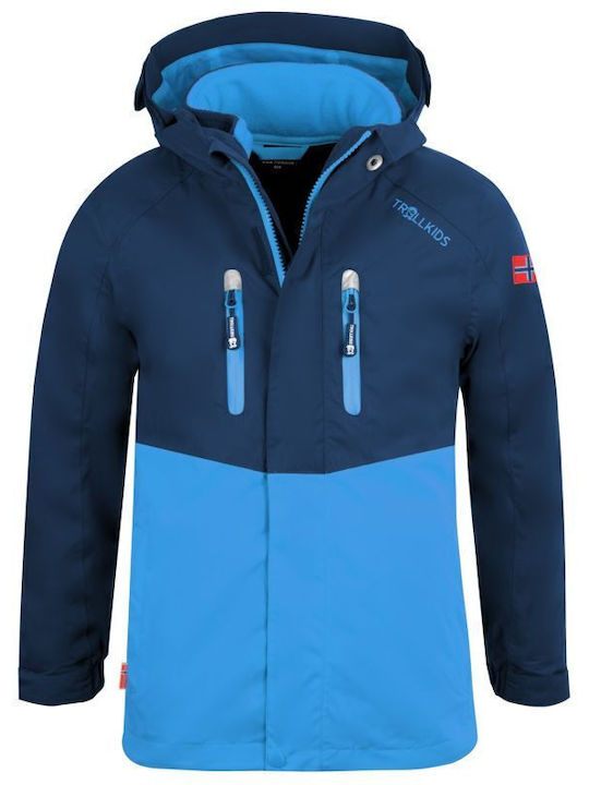 Wasserdicht Kinder Freizeitjacke Winddicht mit Kapuze Blue