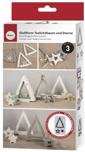 Formen Silikon 3 Designs Weihnachtsbaum Sterne
