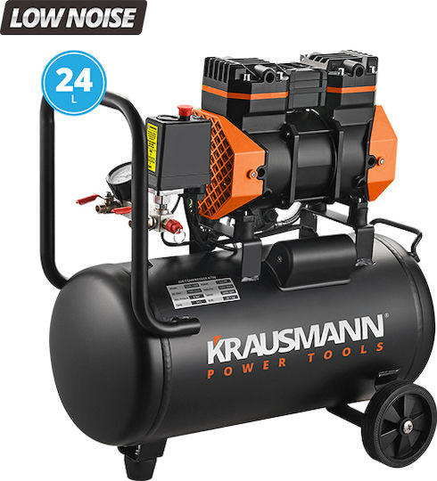 Krausmann Single-Phase Air Compressors 80dB with Power 2.2hp and Airtank 24lt 6730