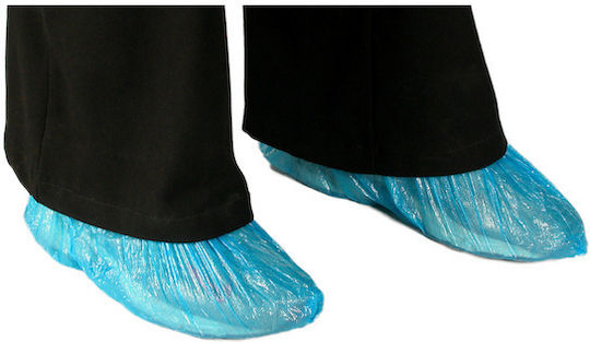 Disposable Shoe Covers in Blue Color Plastic 100pcs