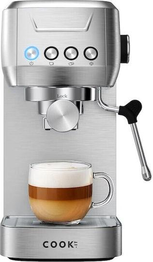 COOK-IT Mașină de Espresso 1350W Presiune 20bar Argintie