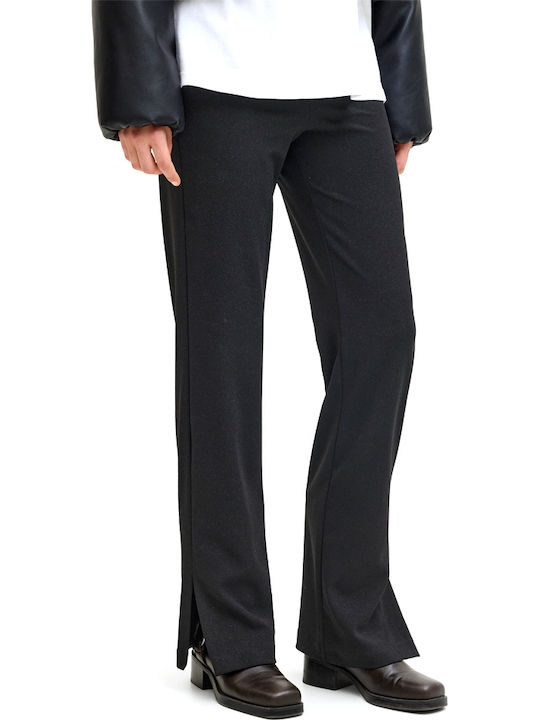 Women's High-waisted Fabric Trousers Flared Black