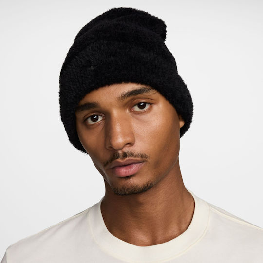 Peak Beanie Unisex Σκούφος Πλεκτός σε Μαύρο χρώμα