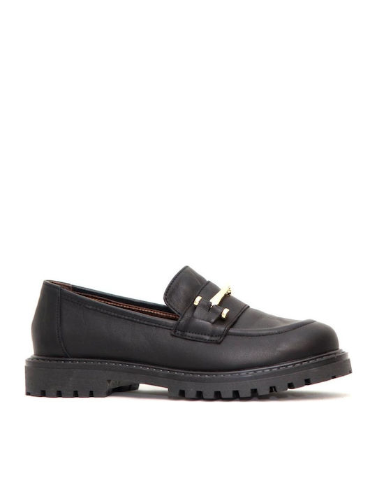 Δερμάτινα Γυναικεία Loafers σε Μαύρο Χρώμα