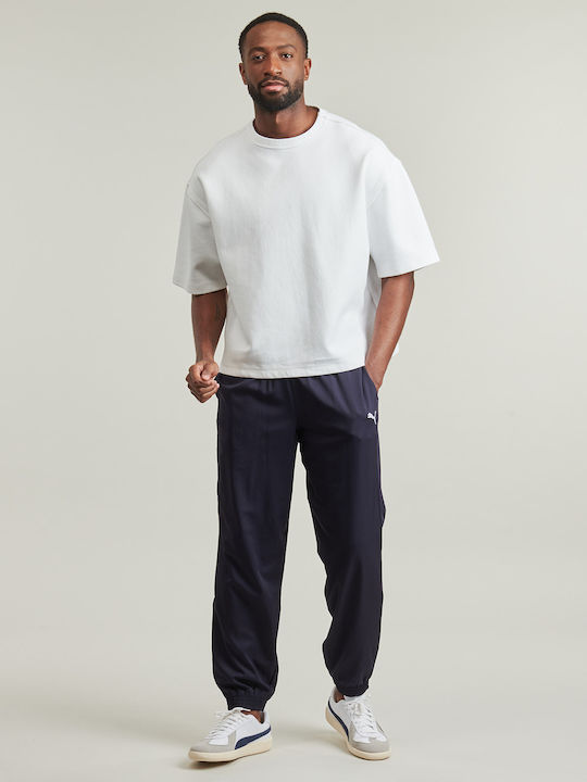 Pants Sweatpants Glossy with Elastic Navy Blue