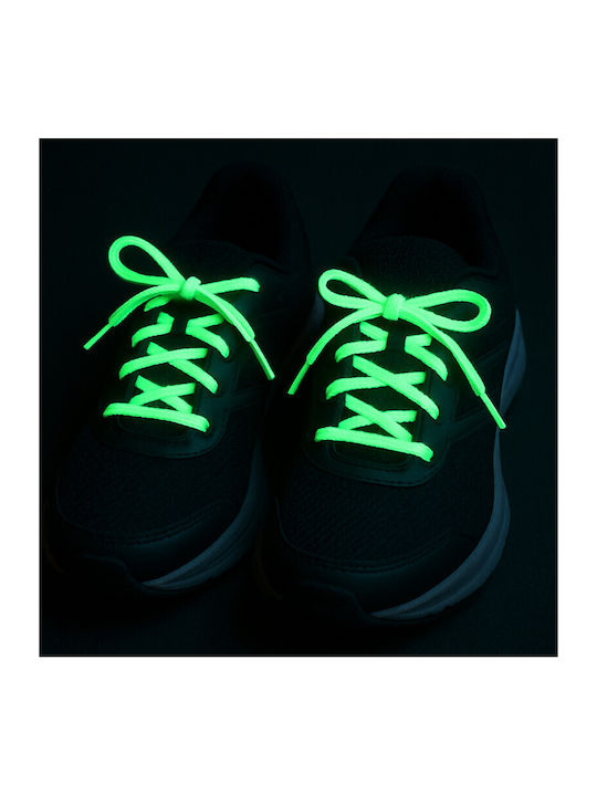 White Phosphorescent Shoelaces Sports Shoes Glow Green 1.25 X 1 Cm Textile