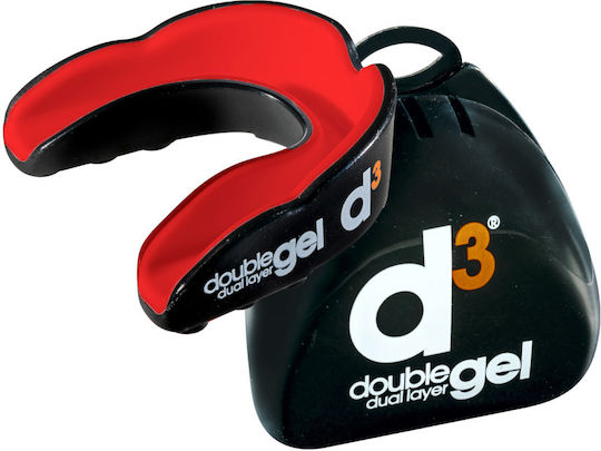 D3 Double Dual Layer Gel Mouthguard Protective Mouthguard for Athletes 12+ Years Old Black-Red