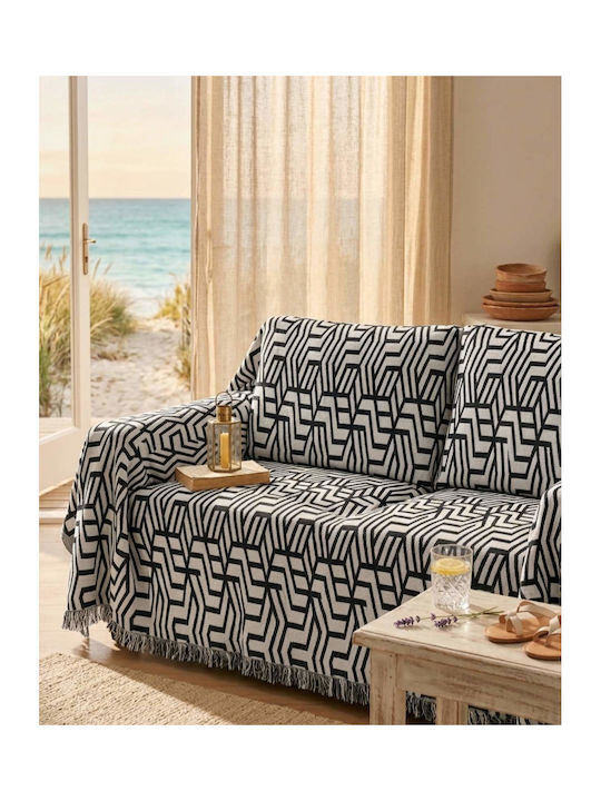 Kraft World Armchair Throw 180x180cm Gray-Black TUR11-180x180-Gray-Black