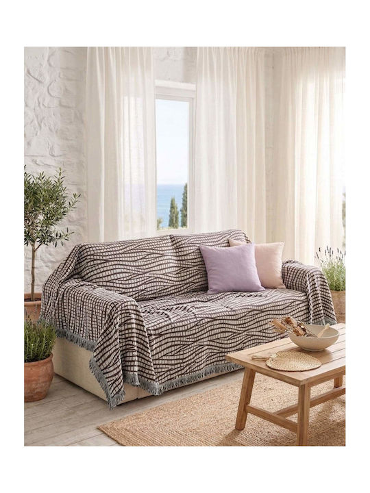 Kraft World Ριχτάρι Τριθέσιου Καναπέ 180x300εκ. Καφέ