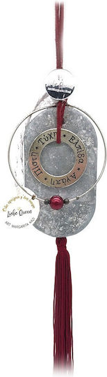 LiebeQueen Handmade Hanging Lucky Charm with Wishes Burgundy Ceramic 1pcs