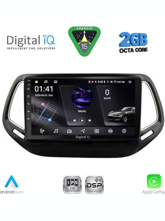 Digital IQ Auto-Audiosystem für Jeep Kompass 2016-2021 (Bluetooth/USB/WiFi/GPS/Apple-Carplay/Android-Auto) mit Touchscreen 10"