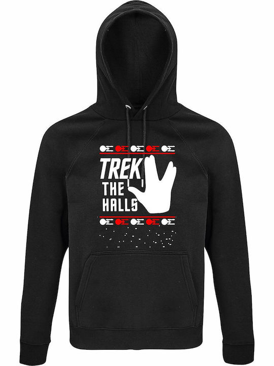 Hoodie Unisex Organic " Star Trek Christmas Trek Halls " Black