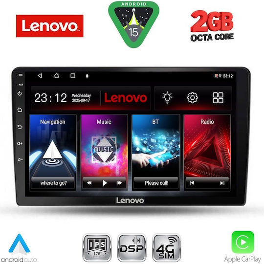 Lenovo Автомобилна Аудио Система (Блутут/USB/WiFi/GPS/Apple-Carplay/Android-Auto) с Тъчскрийн 10"