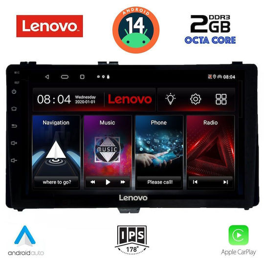 Lenovo Автомобилна Аудио Система (Блутут/USB/WiFi/GPS/Apple-Carplay/Android-Auto) с Тъчскрийн 9"