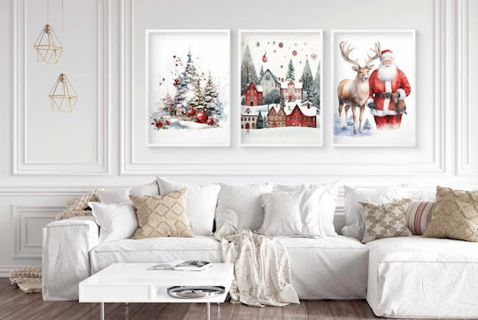 Decowalls Gemälde Weihnachten Feiertage Wand Santa Claus Schnee Winter