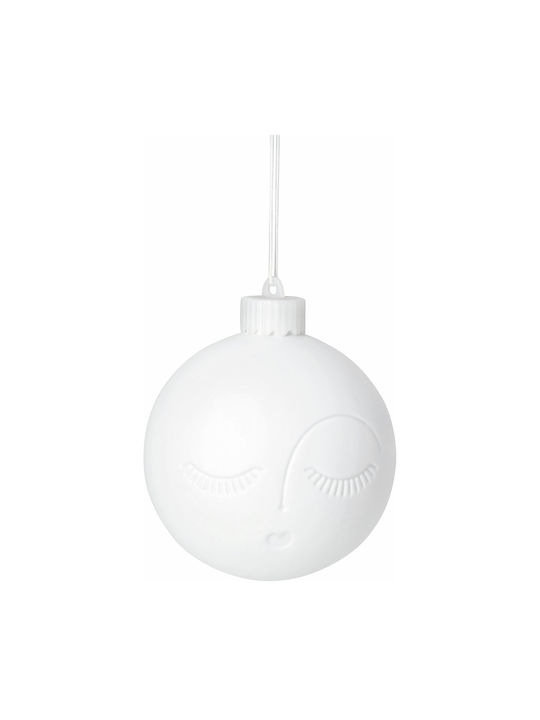 Ornament suspendat Luna Din porțelan Alb cu lumină LED