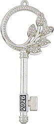 Metal Decorative Key Rhinestone Silver 3x7cm M2...