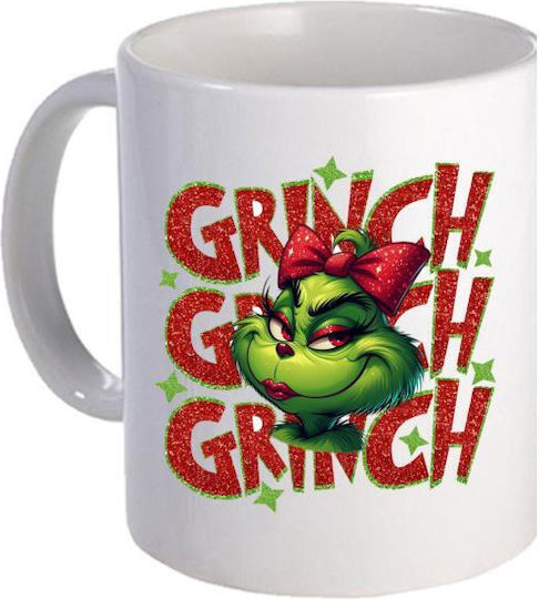 Keramiktasse Weiß 11oz Miss Grinch