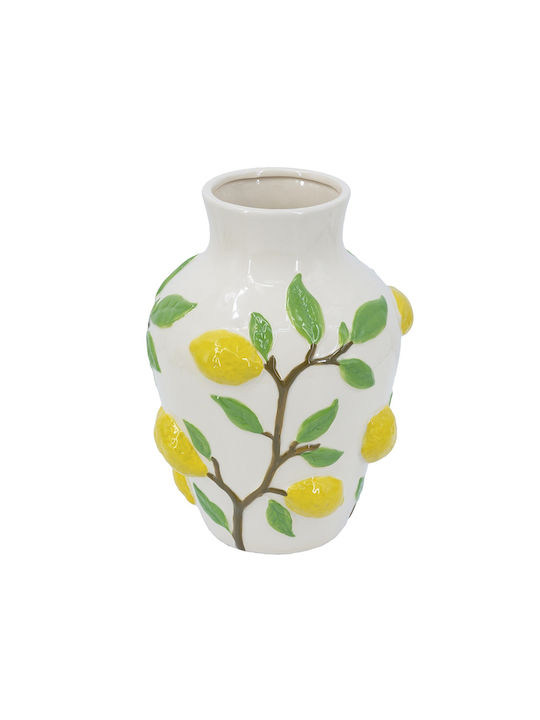 Artekko Διακοσμητικό Βάζο Κεραμικό Lemon Κίτρινο Φ22.8xΥ32cm