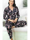 Miss Lale Winter Women's Cotton Pyjama Set Dark Blue