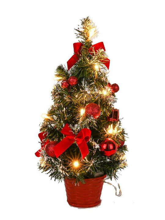Arbore Decorativ de Crăciun Jup Ornamente Iluminate 40cm Roșu